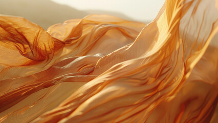 A pair of aerial fabrics fluttering in the wind in the desert
