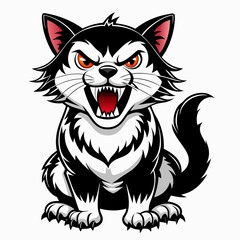 black and white angry cartoon cat