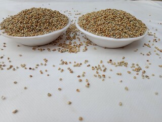 Pearl millet seeds or grain.Pennisetum glaucum seeds or grain pattern background 