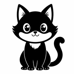 silhouette of a cute black and white cat