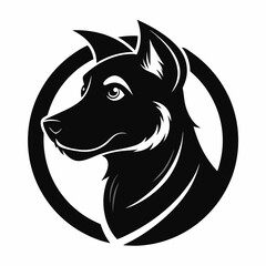 black and white Adorable Cartoon Dog Logo Illustration