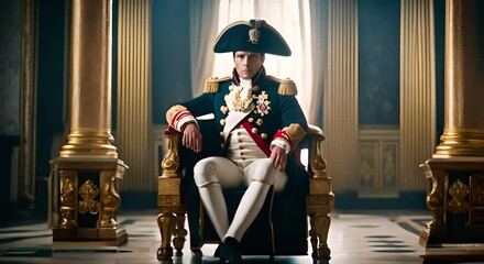 Napoleon Bonaparte sitting on a throne.