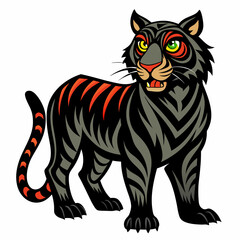 illustration of a cartoon tiger isolated on white background