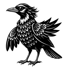 Fototapeta premium Intricate Black and White Bird Illustration - Vector Design