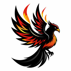 Elegant Black Phoenix Silhouette Illustration