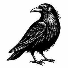 Intricate Black and White Bird Illustration - Vector Design
