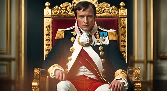Napoleon Bonaparte sitting on a throne.