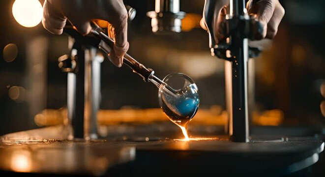 Man in a glass factory.