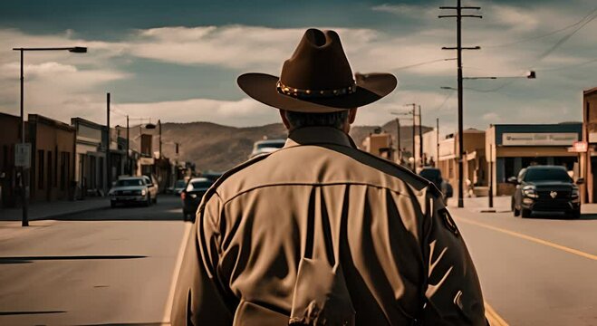 Sherriff man in a town.