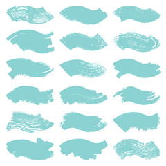 Set Achtzehn Türkise Pinselstriche Wellen Kratzer