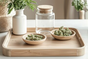 Virtual cannabis consultation, holographic health data, modern alternative medicine, sleek interface