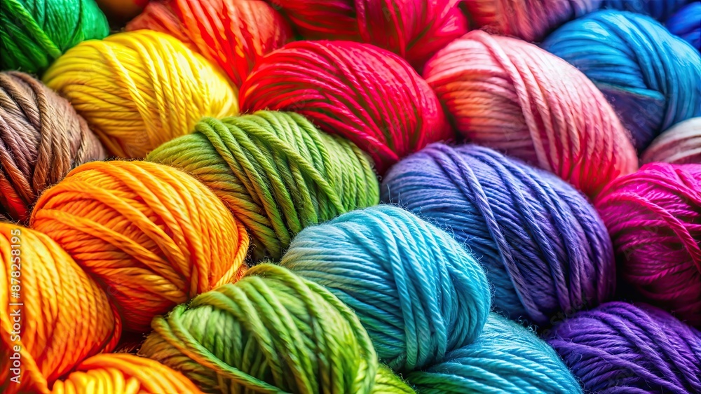 Canvas Prints Close up of vibrant bolts of yarn, yarn, colorful, textile, craft, knitting, fiber, close up, bright, thread, material, close-up