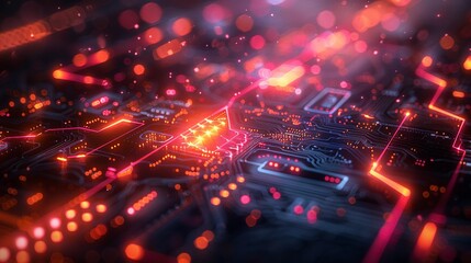 Obraz premium Futuristic tech backgrounds with sleek lines and advanced elements create a cutting-edge and innovative look ideal for modern and high-tech projects Background Illustration, Bright color tones, ,