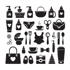 minimal Collection of newborn baby care  silhouette vector
