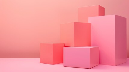 Abstract Pink Geometric Shapes on Pink Background