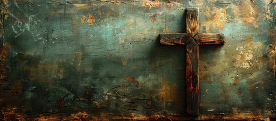 Wooden Cross on a Distressed Background
