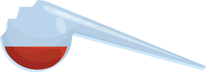 Retort filled with red chemical substance for conducting experiments in a laboratory