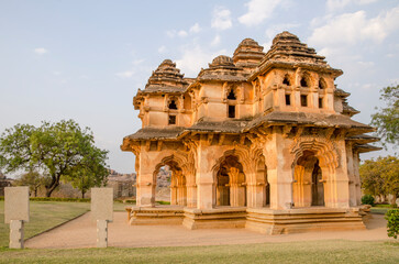 Fototapeta premium Exterior of the Lotus Mahal or Chitrangini Mahal, Beautiful Indian architecture, Vijayanagar dynasty, Hampi, Karnataka, India, Asia.