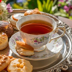 a tea cup and saucer with a tea cup on it