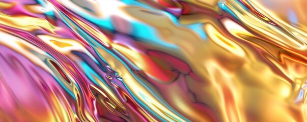 Abstract texture background with a smooth, liquid-like effect in bright, metallic hues