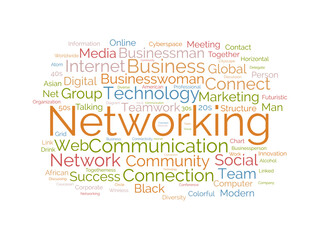 Networking wordcloud template. Business concept vector background.