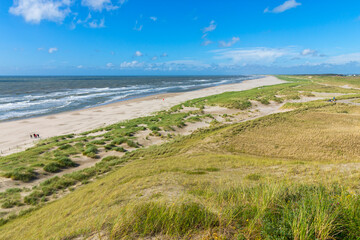 Dutch North Sea beach and dunes on a windy day