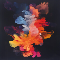 Obraz premium A colorful explosion of smoke and fire. The colors are bright and vibrant, creating a sense of energy and excitement. The smoke and fire seem to be dancing and swirling around each other
