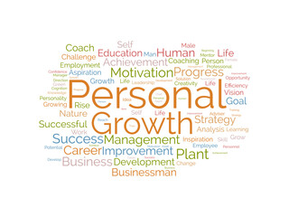 Personal Growth wordcloud template. Business concept vector background.