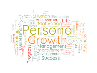 Personal Growth wordcloud template. Business concept vector background.
