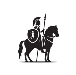 minimal Ancient medieval horse warriors  silhouette vector