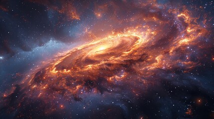 Obraz premium Cosmic Spiral of Fire and Stars