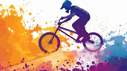 Dynamic BMX freestyle concept with vibrant splashes of color