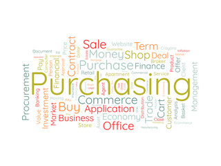 Purchasing wordcloud template. Business concept vector background.