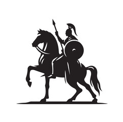 minimal Ancient medieval horse warriors  silhouette vector
