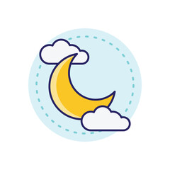 Crescent Moon with Clouds vector icon