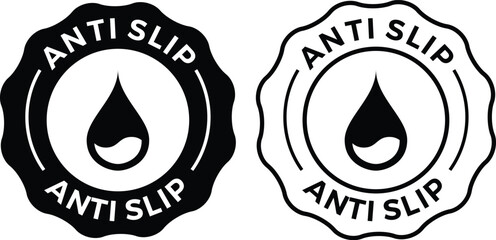 Anti slip icon set in blue and black color. Antislip texture symbol. slip prevention vector stamp.