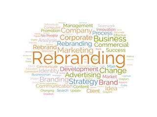 Rebranding wordcloud template. Business concept vector background.