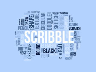 Scribble wordcloud template. Art concept vector background.