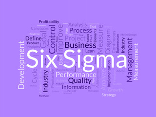 Six Sigma wordcloud template. Business concept vector background.