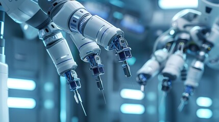 Precision in Action: Robotic Surgical System with Multiple Arms Performing Intricate Procedure