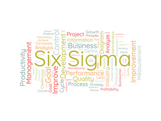 Six Sigma wordcloud template. Business concept vector background.