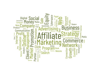 Affiliate Marketing wordcloud template. Business concept vector background.