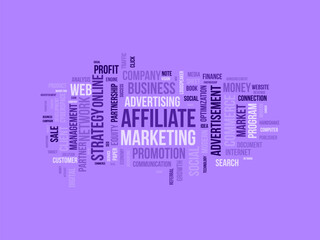 Affiliate Marketing wordcloud template. Business concept vector background.