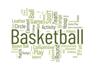 Basketball wordcloud template. Sport concept vector background.