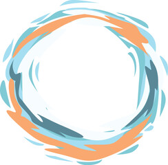 Abstract round shape background in blue and orange tones forming a circle for design projects
