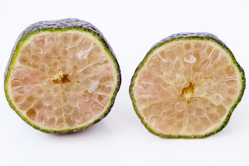 Lime caviar, known as finger lime. Citrus australasica. a fresh and acidic flavor in the mouth,...