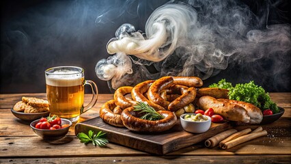 Traditional German practice of smoking food to add flavor, r?uchern, smoking, German, tradition, food, flavor, process, technique