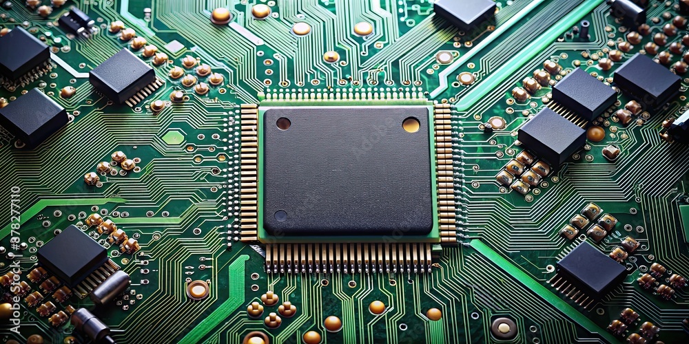 Sticker Electronic circuit board with processor, technology, hardware, computer, motherboard