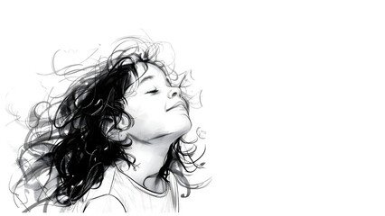 Fototapeta premium Illustrative drawing of a child isolated on a transparent background, PNG