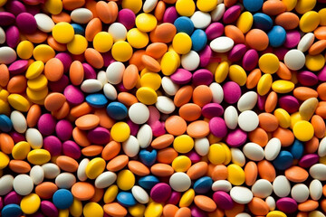Fototapeta premium Many colorful round pills, generative ai